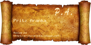 Pritz Aranka névjegykártya